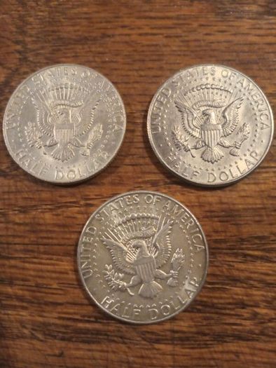 coins jfk half dollars x3