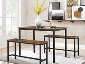 _Dining Table Kitchen Table Set 110 x 70 x 75 cm with 2 Benches 97 x 30 x 50 cm