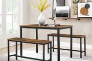 _Dining Table Kitchen Table Set 110 x 70 x 75 cm with 2 Benches 97 x 30 x 50 cm
