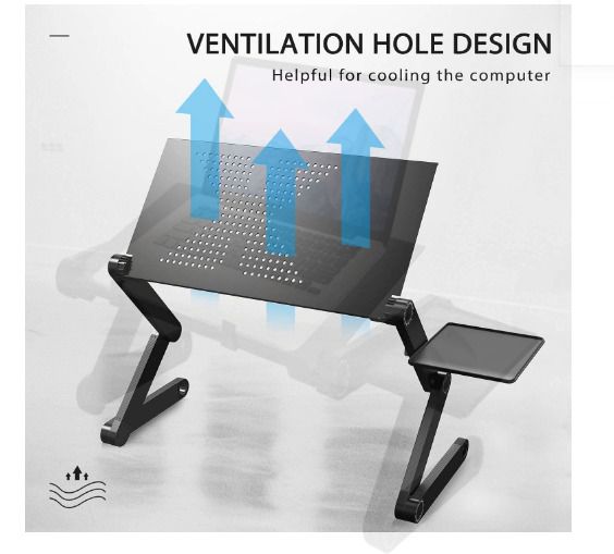 Adjustable Versatile Laptop Desk Table, Sofa Desk for Laptop with Heat-Vent and Removable Mouse Boar
