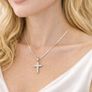 CZ Silver Cross On Gold Plated 925 Chain Image 2