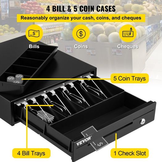 Motorised Cash Drawer - 4 Bill, 5 Coin Trays