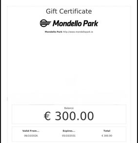 Mondello park 300EUR gift certificate