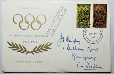 Ireland 1972 Olympic Council Of Ireland Fdc Envelope 2 X Eire Irish Stamps Set