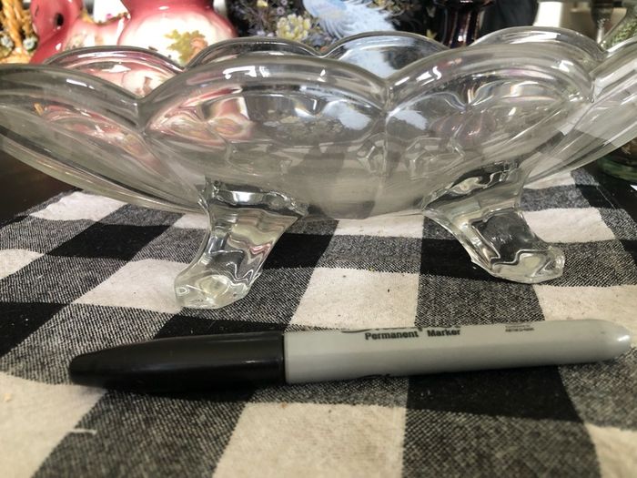 Vintage Art Deco Oval Bowl with Legs