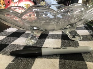 Vintage Art Deco Oval Bowl with Legs