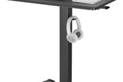 Mobile Standing Desk with 4 Rolling Castors, Height Adjustable Desk on Wheels, Portable Stand Up Desk, Over-Bed Table for Living Room, Bedroom, Medical Use, Ergonomic, Space Saving
