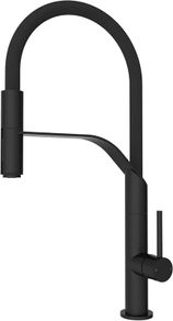 Kitchen Tap, Kitchen Taps Mixer with Pull Out Spray, Sink Mixer Tap Single Handle with High Arc 360 Swivel 2 Modes Spray Head for 1 Hole Mount, Matte Black