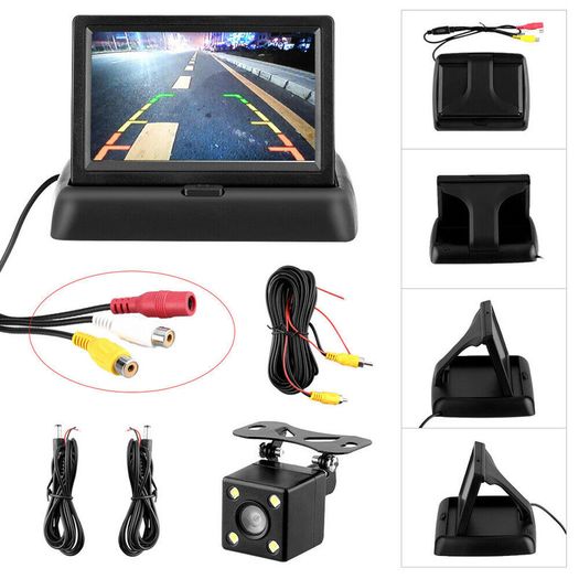 Waterproof Car Reversing Camera Backup Cam Rear View Kit + TFT 4.3" LCD Monitor