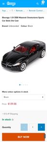 Bburago 1:24 2008 Maserati Granturismo Sports Car Static Die Cast