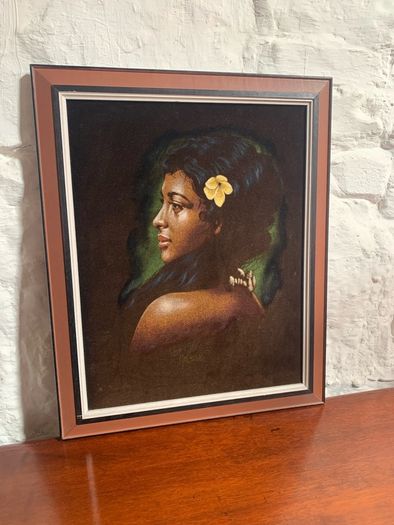 Vintage Australian portrait on velvet.