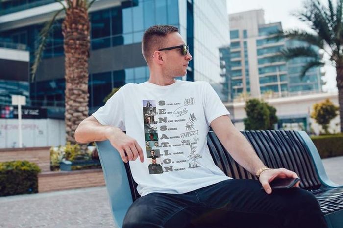 White sensation t-shirt with dj signatures autographs t-shirt tiesto hardwell armin van buuren skrillex dimitri vegas and like mike t-shirt