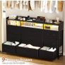 Chest of Drawers with Charging Station and LED Light, Dresser TV Stand with 9 Fabric Drawers Image 2
