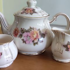Beautiful Sadler England 3 Piece Teapot, Cream And Sugar Set Autumn Rose