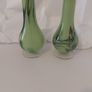 Fabulous Pair of Mid Century Matching Mouth-Blown Glass Vases In Lime Green with Swirls, Unknown Maker, Possibly Italian/Murano, Japanese or Chinese, Circa 1950 Image 6