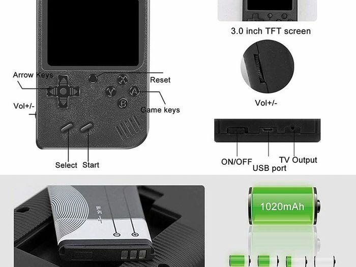 Portable Mini Game Retro 400 Games Dendy Sega 8bit Sup 3.0-Inches Color Screen