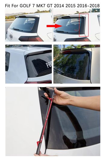 Fit For VW Accessories GOLF 7 MK7 GT 2014 2015 2016 2017 2018 Black Rear Window Side Spoiler Wing Trim 2Pcs