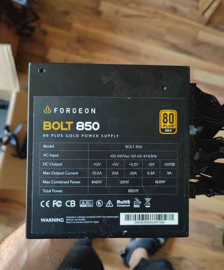 Forgeon Bolt PSU 850W 80 Plus Gold Full Modular Power Supply