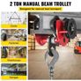 Heavy Duty 2T/4400Lbs Overhead Geared Push Beam Trolley, Red Hoist Lifing Tackle Roller Trolley Hoist Lifting Tackle with Chain Image 2