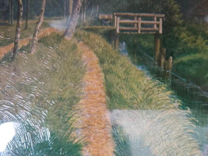 Vintage Mid-Century "Aug. Ahrend Bremen" Cottage Landscape Print