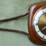 Vintage Junghans Exacta Wall Clock Mid Century Wood Frame Rope Trim Mcm (works Well) Image 3