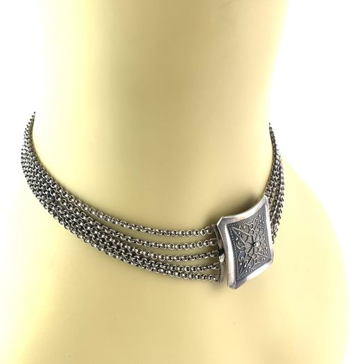 Antique Biedermeier 800 Silver Choker Necklace