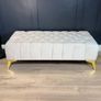 Chester Lux Coffee Table / Long Footstoll in Beige Velvet with Gold Legs 120x60cm Image 2
