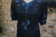 Vintage 80s 90s Party Top Black Embellished size 12 Postage included