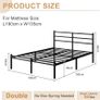 Double Bed Frame with Headboard and Footboard 4ft6 Metal Platform Bed Frame, 36 cm High, Modern Style, Under Bed Storage, Noise Free, Easy Assembly, Black Image 4