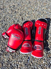 BRAND NEW Farabi kids 8oz boxing gloves and shin pads MMA BJJ fight gear training