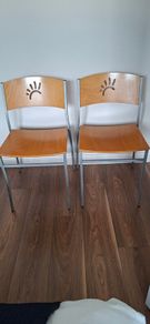 Scandanavian style wooden chairs (two)