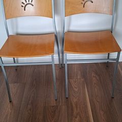 Scandanavian style wooden chairs (two)