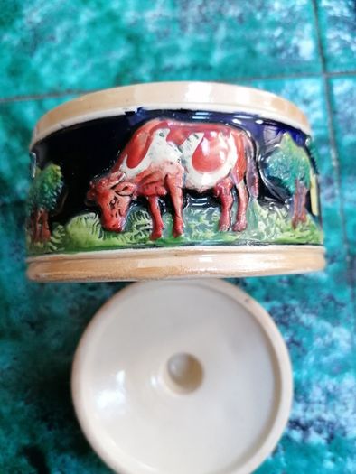 Vintage West german ceramic lidded dish