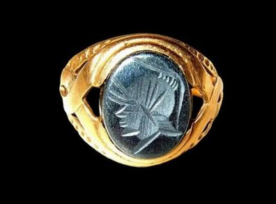 Vintage 9ct Hematite Intaglio Signet Ring
