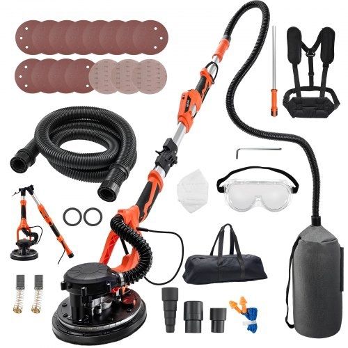 Drywall Sander, 1150W Electric Drywall Sander, Popcorn Ceiling Removal Tool with Vacuum Dust Collection, 5 Variable Speed 800-1700 RPM, LED Light,