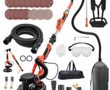 Drywall Sander, 1150W Electric Drywall Sander, Popcorn Ceiling Removal Tool with Vacuum Dust Collection, 5 Variable Speed 800-1700 RPM, LED Light,