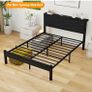 Double Bed Frame with Wooden Storage Shelf Headboard Image 6