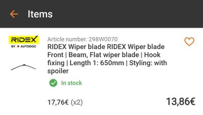 Ridex Window Wipers x2