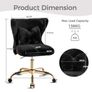 Vanity Chair with Gold Wheels & Bow Pillow, Girl's Office Chair  Fluffy Desk Chairs for Home Office & Bedroom, Height Adjustable& Easy to Assemble, Black Image 3