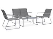 4 Piece Garden Lounge Set Fabric & Steel Grey