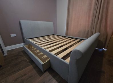 King Size, Grey Lucia Upholstered Bed Frame