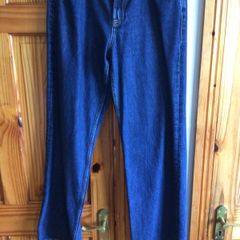 Massimo Dutti Ladies dark blue denim Straight wide Leg Jeans Eu 40 Uk 12 includes postage