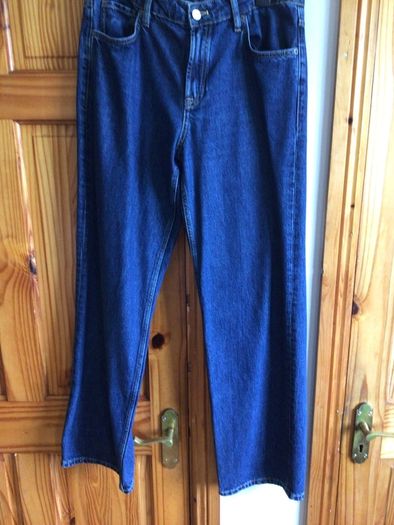 Massimo Dutti Ladies dark blue denim Straight wide Leg Jeans Eu 40 Uk 12 includes postage