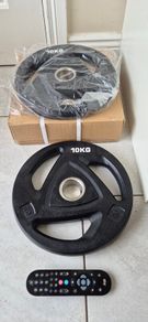 brand new 2x10 kilo olympic tri grip weight plates