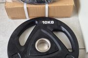 brand new 2x10 kilo olympic tri grip weight plates