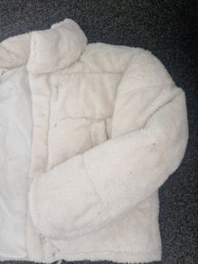cream heavy fur effect puffa
