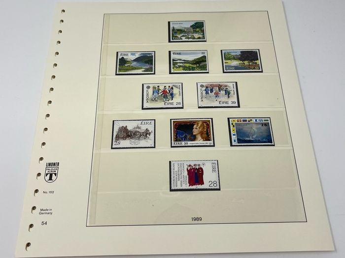 1972-91 Ireland Mint Never Hinged Stamp Collection in Lindner Album. Contained on 56 Lindner Album Pages. 58 Images.