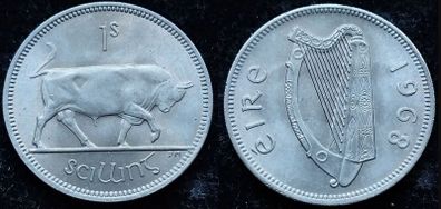 [#383] - Ireland 1968 | 1 Shilling | 1s | Bull | KM.14a | MS
