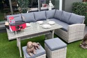 8 Seater Rattan Corner Dining Set with Storage