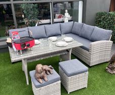 8 Seater Rattan Corner Dining Set with Storage